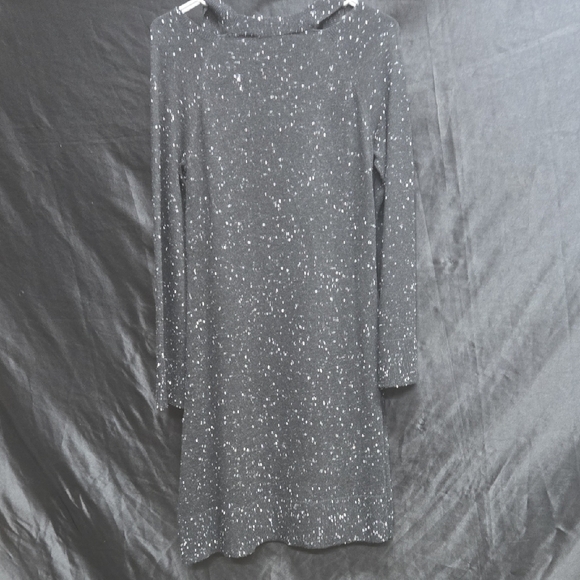LOFT Charcoal and White Speckled Long Sleeve Dress - Picture 6 of 7